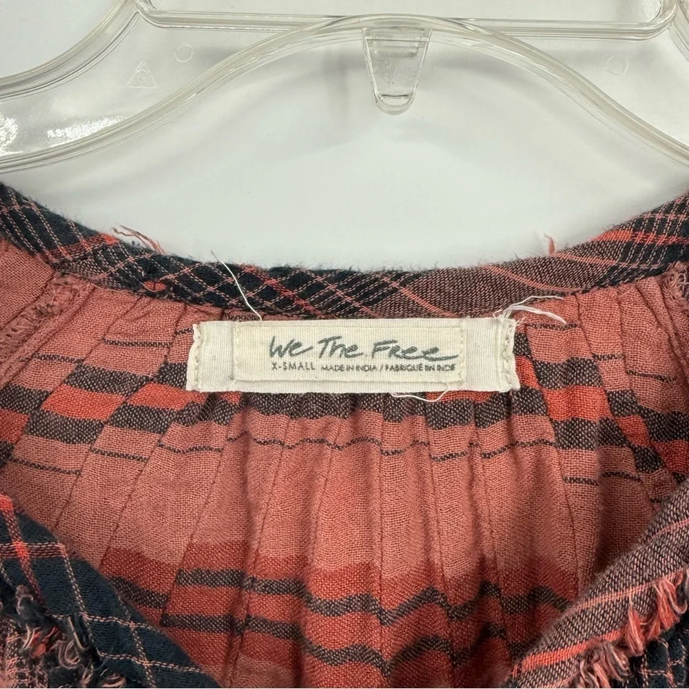 We The Free People Cloud Breaker Top brown-black size XS Raw Hem Balloon Sleeve